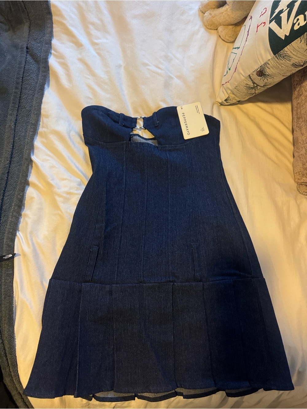 Peppermayo Navy Blue Strapless Mini Dress